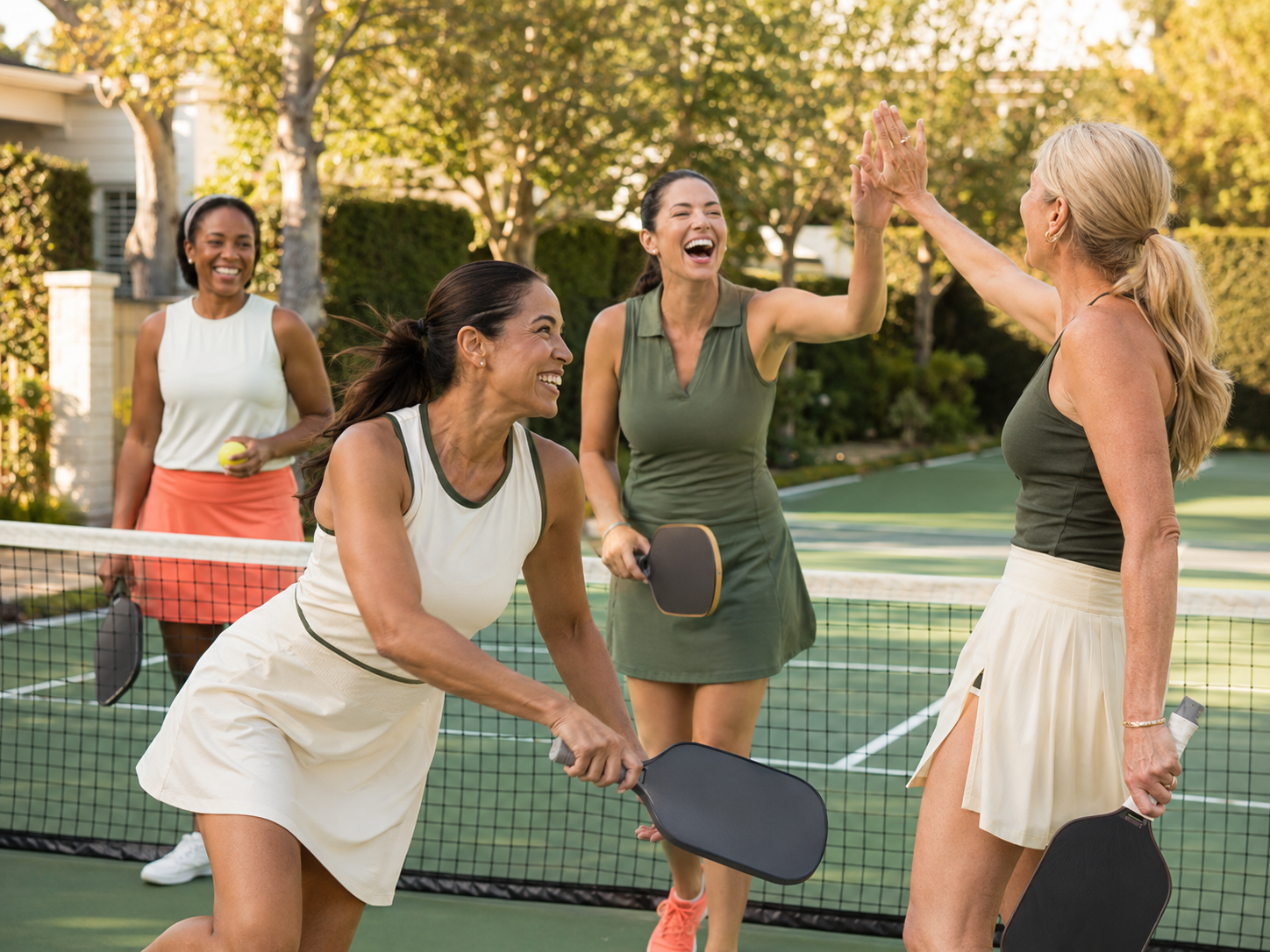 Women enjoying pickleball together